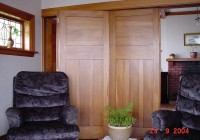 View of the lounge in the homestead showing the extensive use of rimu inside the house.